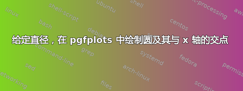 给定直径，在 pgfplots 中绘制圆及其与 x 轴的交点