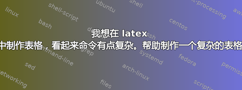 我想在 latex 中制作表格，看起来命令有点复杂。帮助制作一个复杂的表格