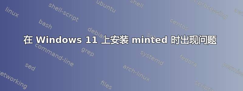 在 Windows 11 上安装 minted 时出现问题