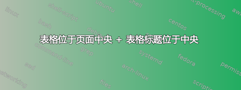 表格位于页面中央 + 表格标题位于中央