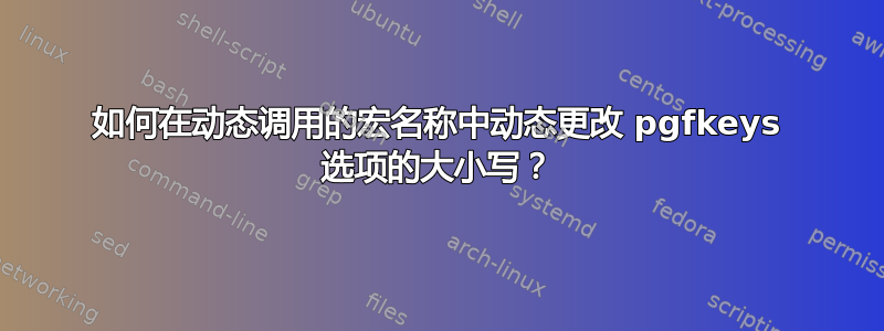 如何在动态调用的宏名称中动态更改 pgfkeys 选项的大小写？