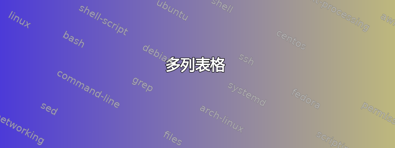 多列表格