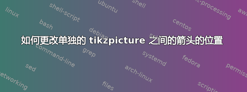 如何更改单独的 tikzpicture 之间的箭头的位置