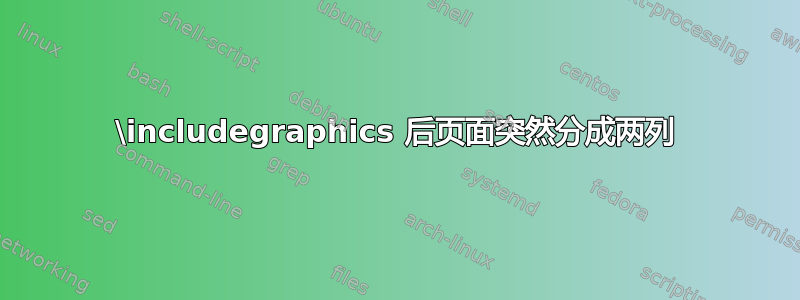 \includegraphics 后页面突然分成两列