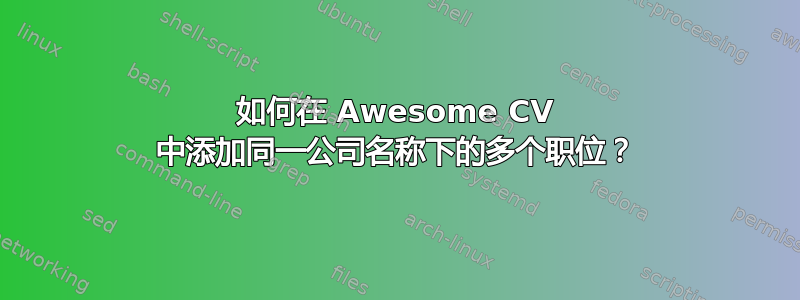 如何在 Awesome CV 中添加同一公司名称下的多个职位？