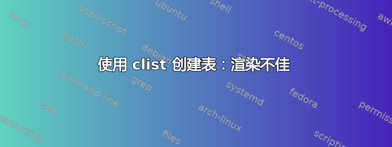 使用 clist 创建表：渲染不佳