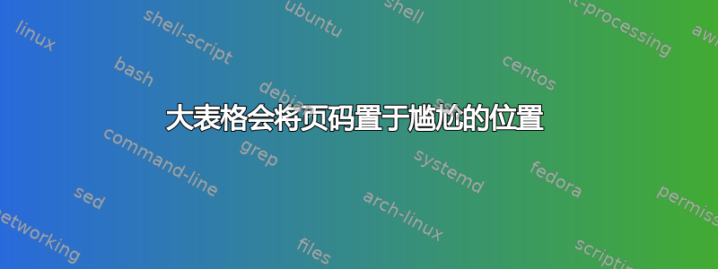 大表格会将页码置于尴尬的位置