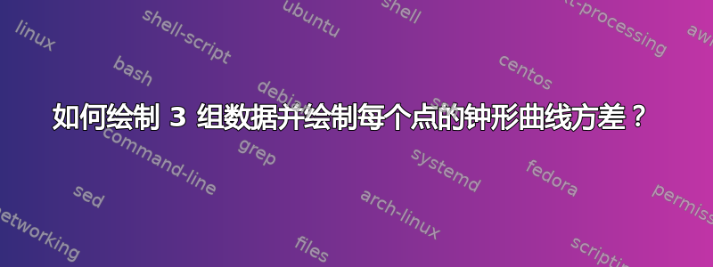 如何绘制 3 组数据并绘制每个点的钟形曲线方差？