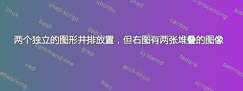 两个独立的图形并排放置，但右图有两张堆叠的图像 