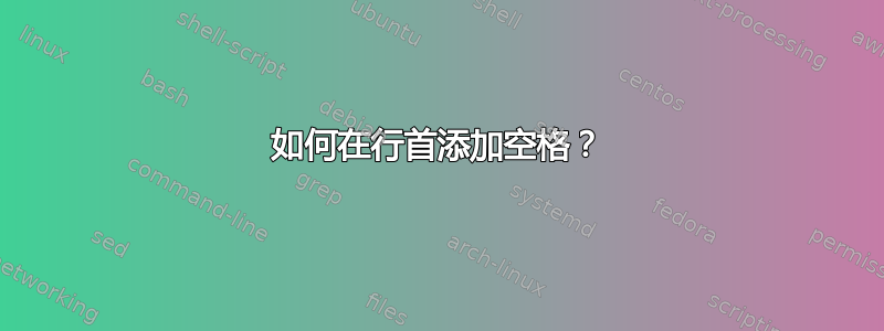 如何在行首添加空格？