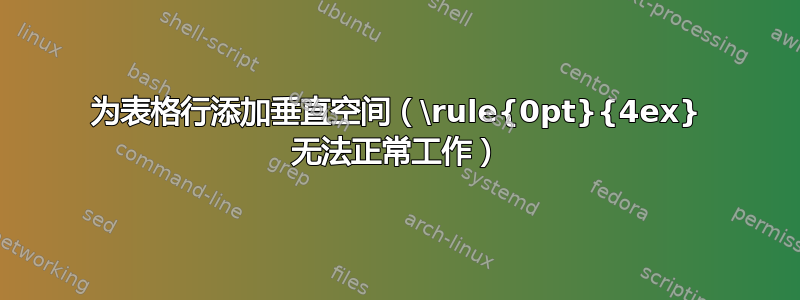 为表格行添加垂直空间（\rule{0pt}{4ex} 无法正常工作）