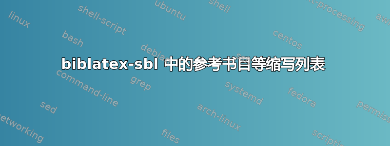 biblatex-sbl 中的参考书目等缩写列表