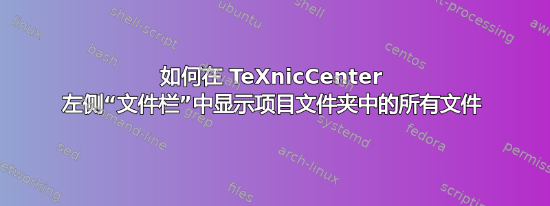 如何在 TeXnicCenter 左侧“文件栏”中显示项目文件夹中的所有文件