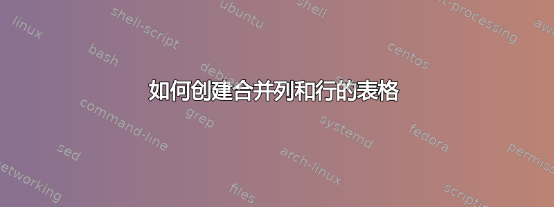 如何创建合并列和行的表格