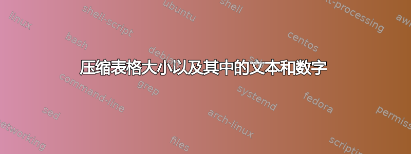 压缩表格大小以及其中的文本和数字