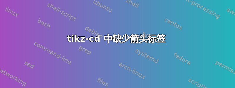 tikz-cd 中缺少箭头标签