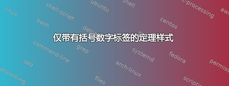 仅带有括号数字标签的定理样式