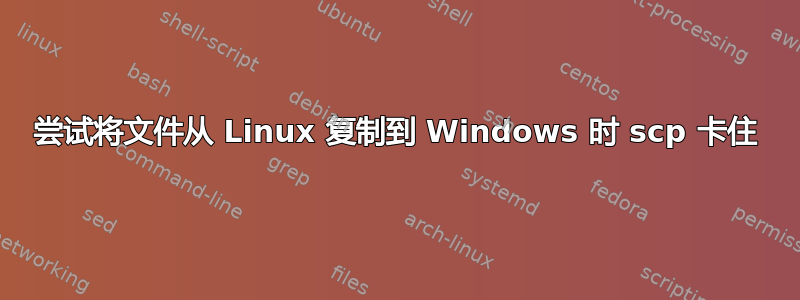 尝试将文件从 Linux 复制到 Windows 时 scp 卡住