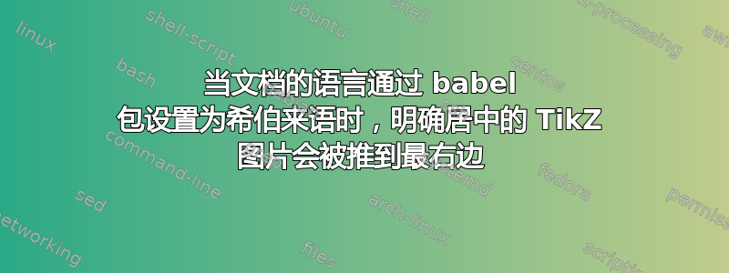 当文档的语言通过 babel 包设置为希伯来语时，明确居中的 TikZ 图片会被推到最右边