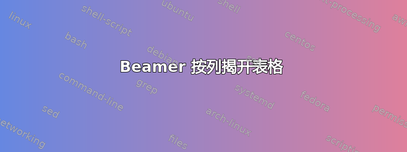 Beamer 按列揭开表格