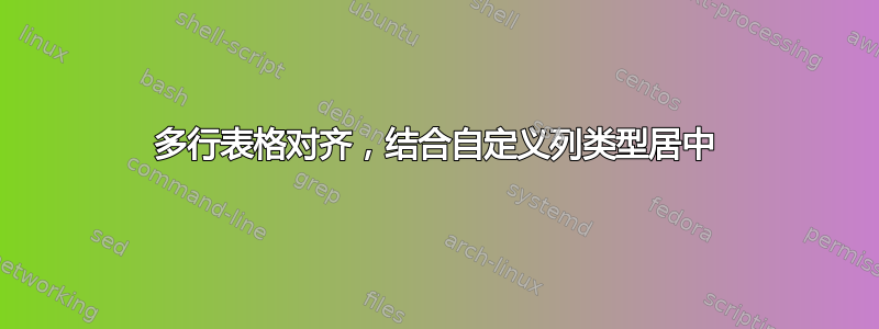 多行表格对齐，结合自定义列类型居中