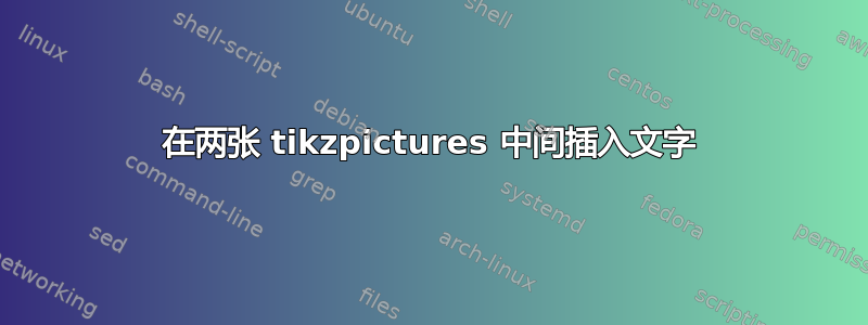 在两张 tikzpictures 中间插入文字