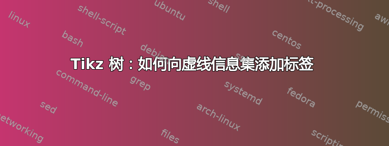 Tikz 树：如何向虚线信息集添加标签