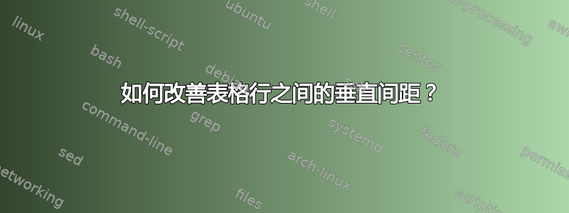 如何改善表格行之间的垂直间距？