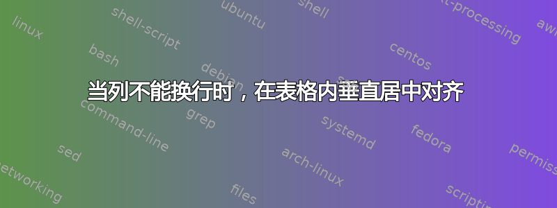 当列不能换行时，在表格内垂直居中对齐