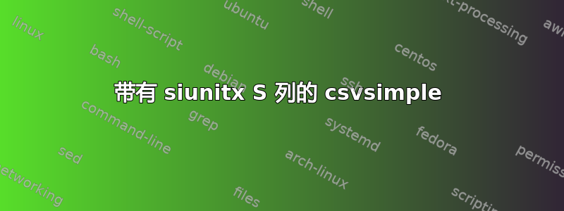 带有 siunitx S 列的 csvsimple