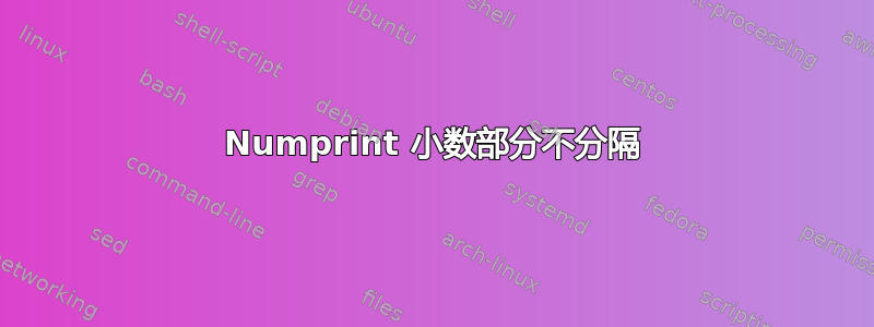 Numprint 小数部分不分隔