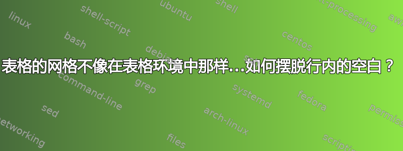 表格的网格不像在表格环境中那样...如何摆脱行内的空白？