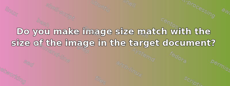 Do you make image size match with the size of the image in the target document?