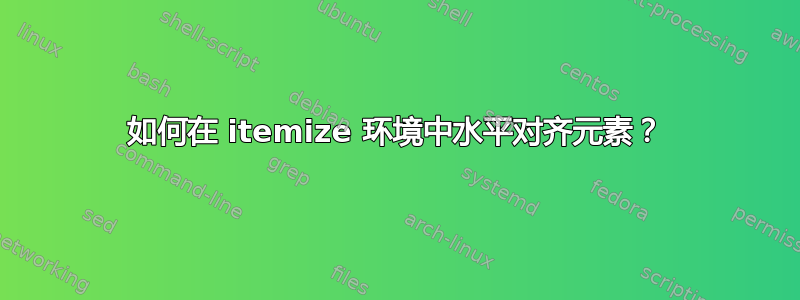 如何在 itemize 环境中水平对齐元素？