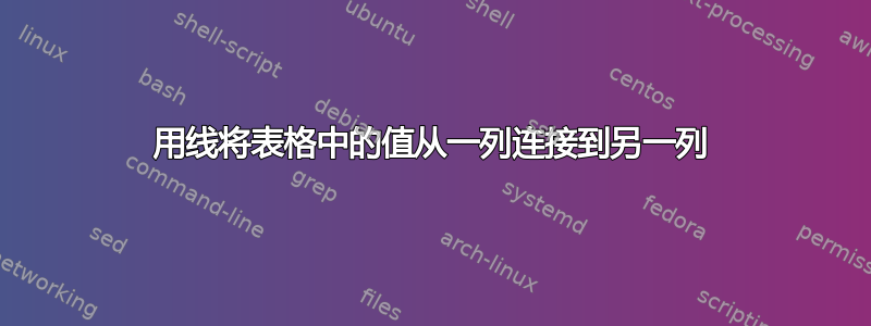 用线将表格中的值从一列连接到另一列