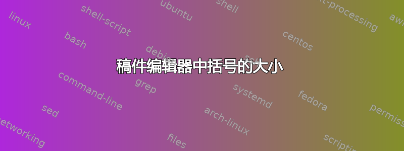 稿件编辑器中括号的大小