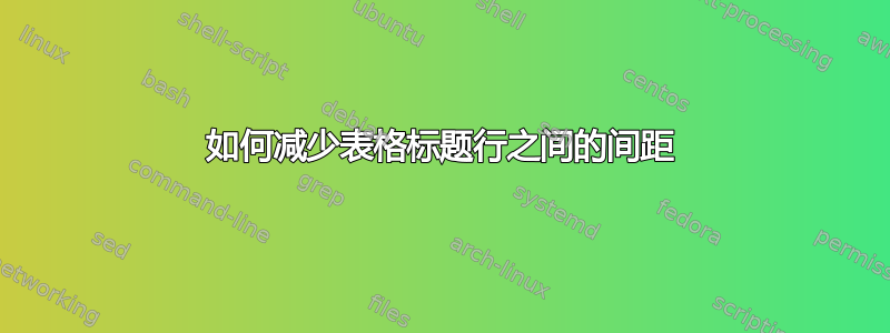 如何减少表格标题行之间的间距