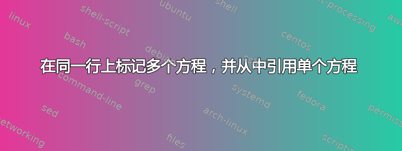 在同一行上标记多个方程，并从中引用单个方程