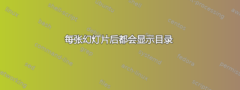 每张幻灯片后都会显示目录