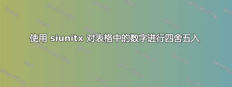 使用 siunitx 对表格中的数字进行四舍五入