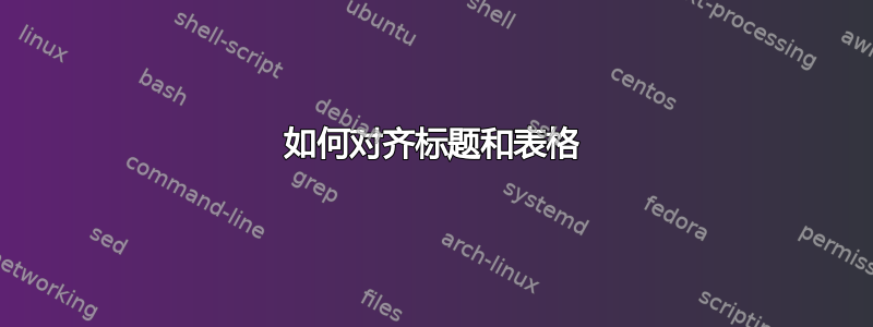 如何对齐标题和表格