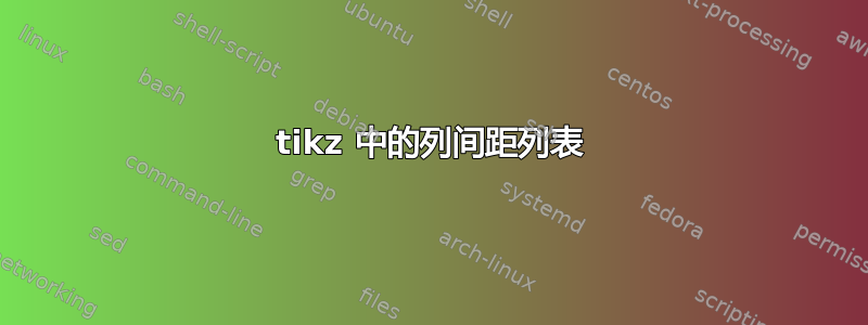 tikz 中的列间距列表