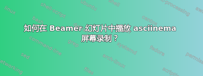 如何在 Beamer 幻灯片中播放 asciinema 屏幕录制？