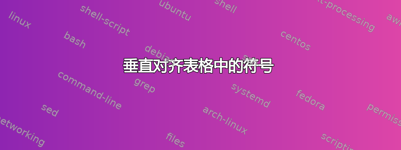 垂直对齐表格中的符号