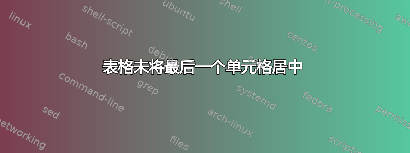 表格未将最后一个单元格居中