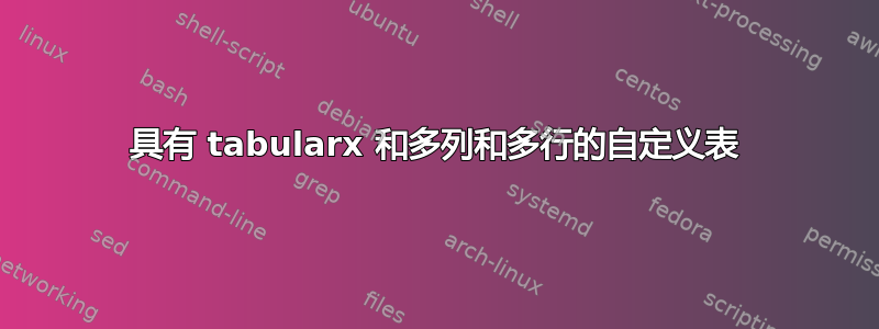 具有 tabularx 和多列和多行的自定义表