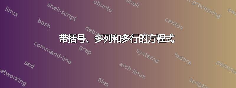 带括号、多列和多行的方程式