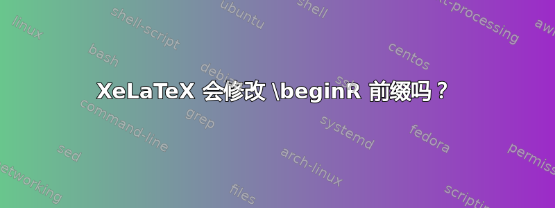 XeLaTeX 会修改 \beginR 前缀吗？
