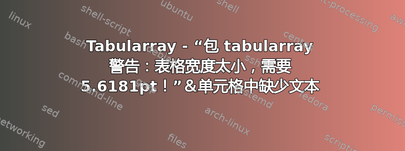 Tabularray - “包 tabularray 警告：表格宽度太小，需要 5.6181pt！”＆单元格中缺少文本