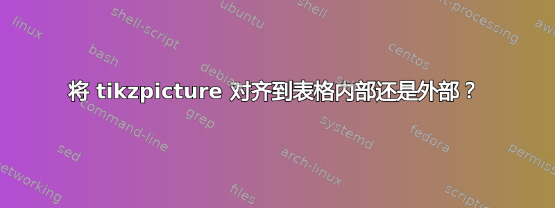 将 tikzpicture 对齐到表格内部还是外部？